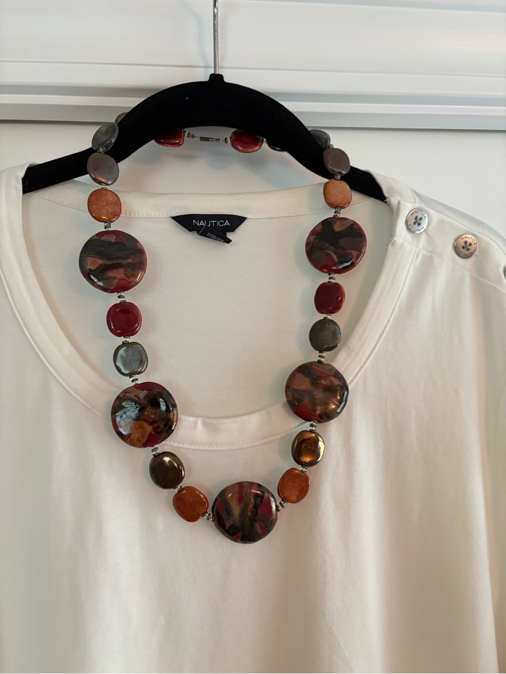 Marbled Round Beaded Necklace